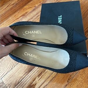 Chanel kitten heel shimmer tweed 7 1/2